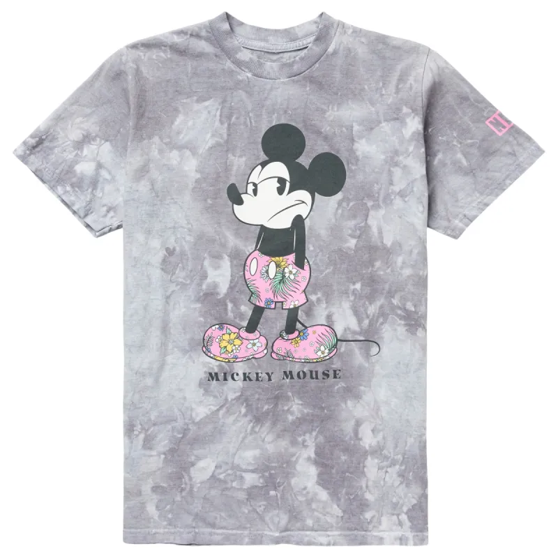 MICKEY MOUSE STANDING SHRUG TEE - GREY TIE DYE sold by Neff