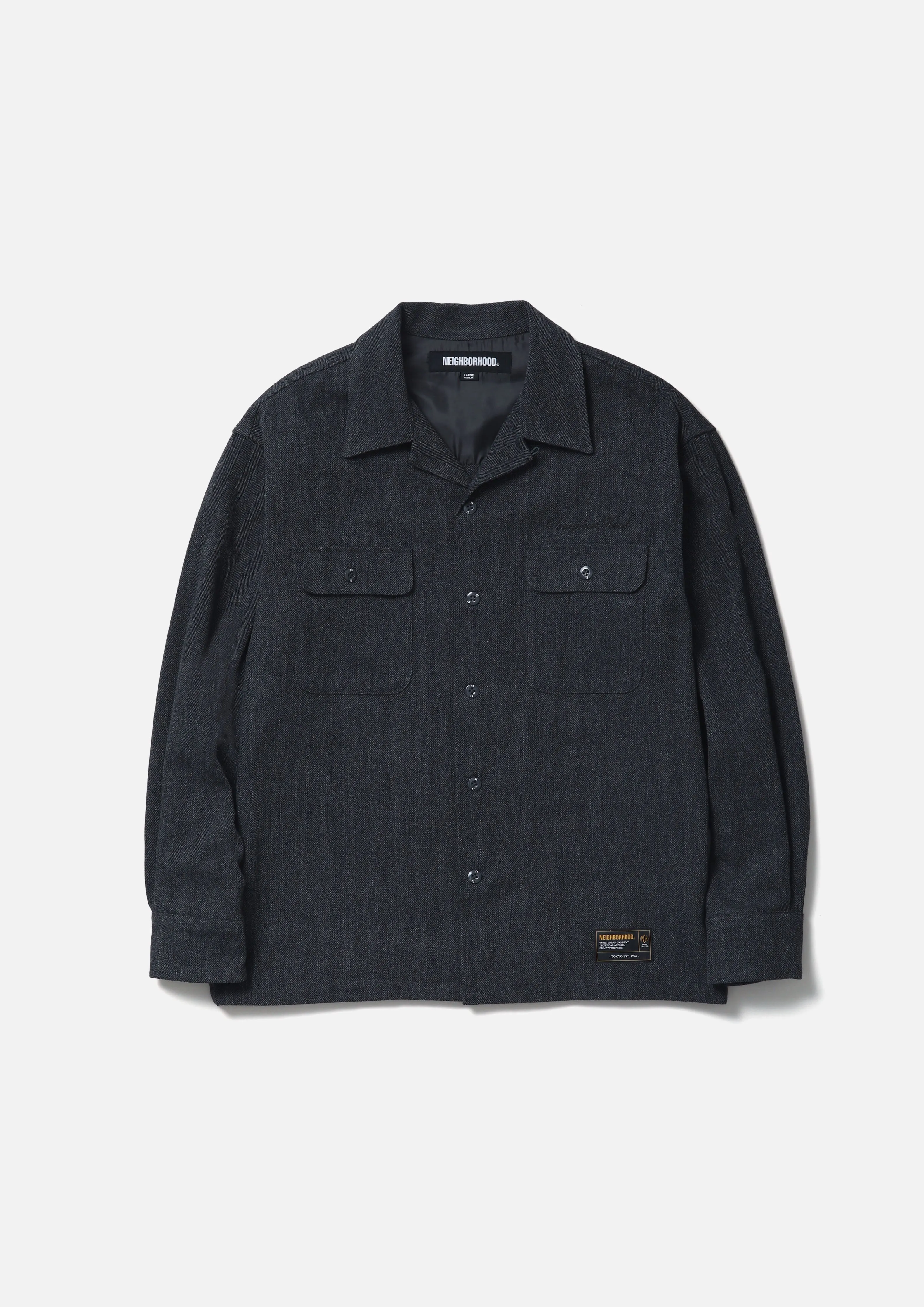 HERRINGBONE OPEN COLLAR SHIRT LS sold by Neighborhood product image thumbnail 3