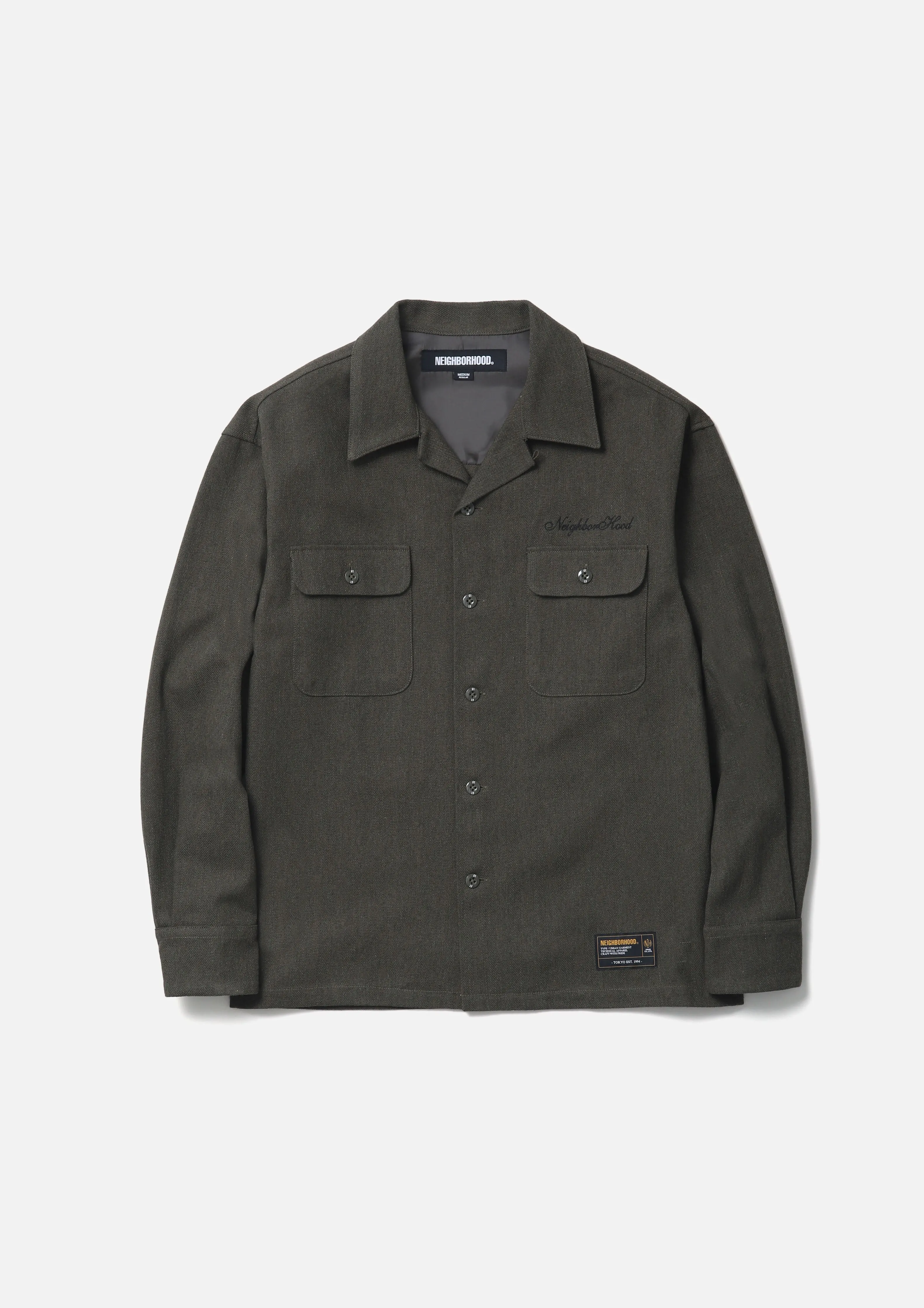 HERRINGBONE OPEN COLLAR SHIRT LS sold by Neighborhood