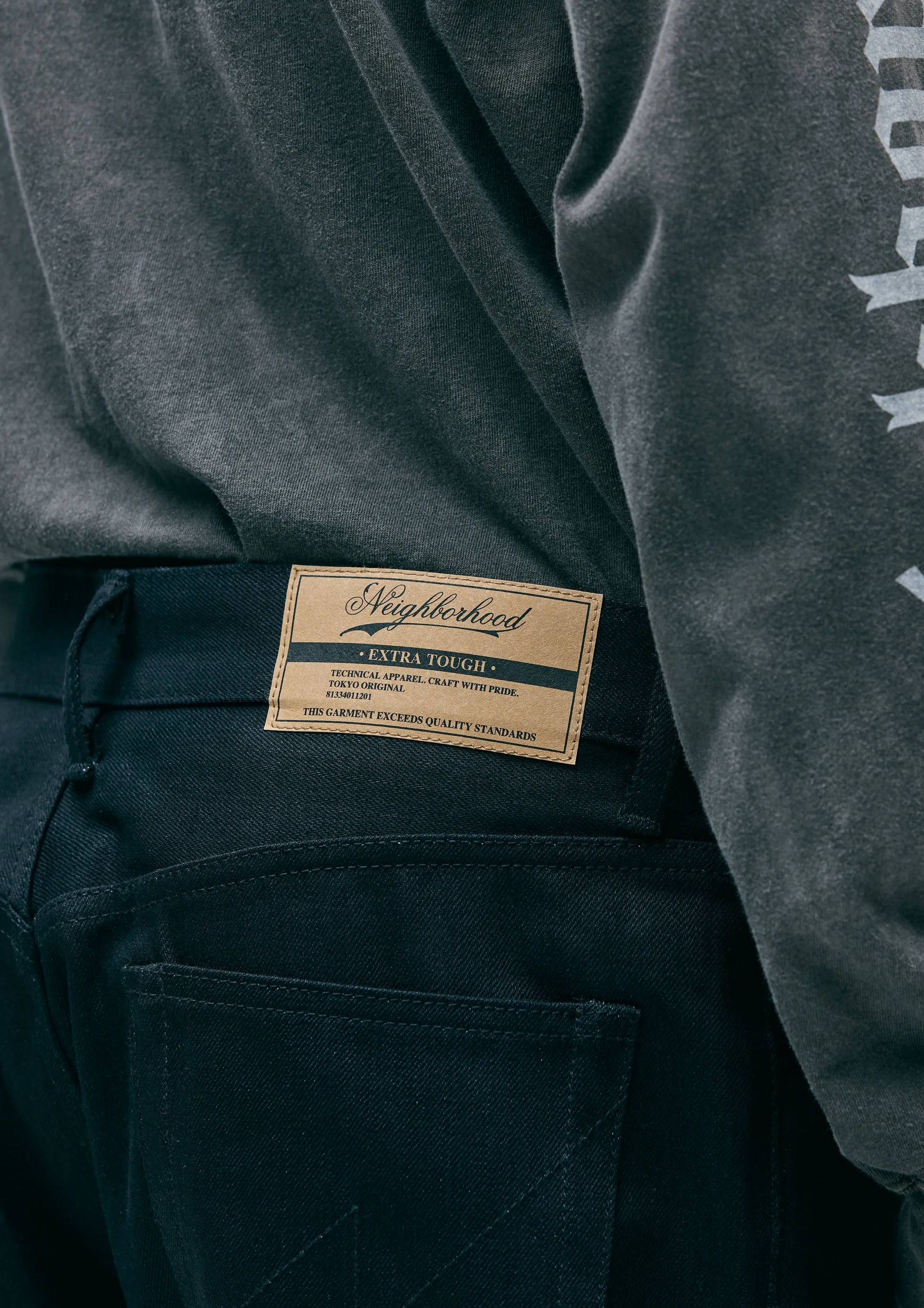 BLACK DENIM SLIM STRAIGHT PANTS sold by Neighborhood product image thumbnail 5