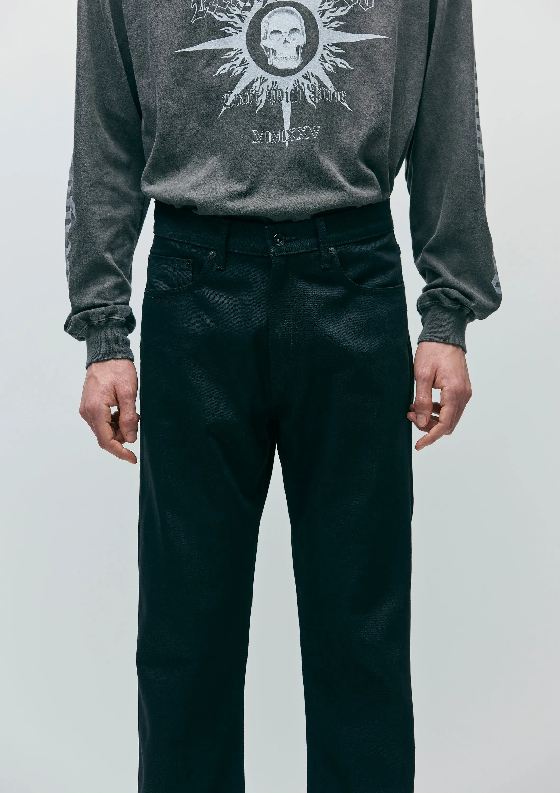 BLACK DENIM SLIM STRAIGHT PANTS sold by Neighborhood product image thumbnail 3