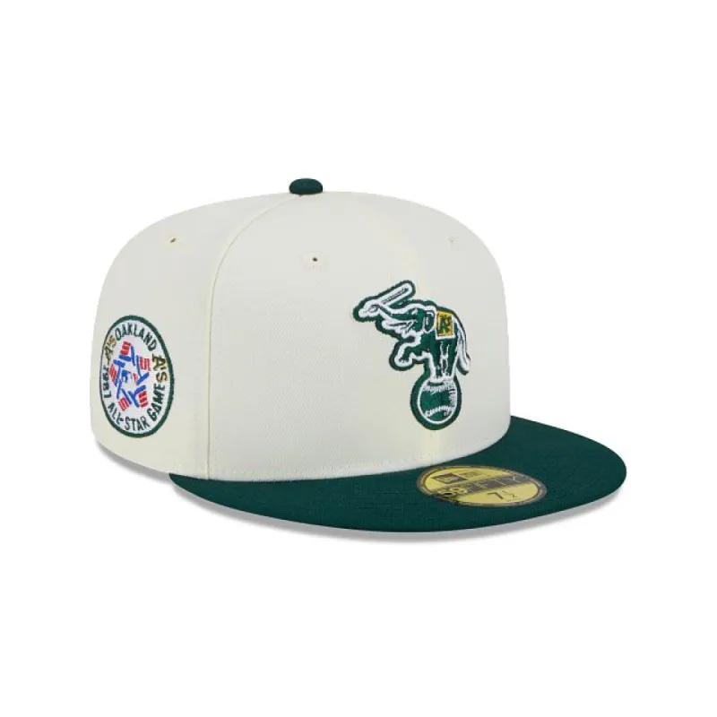 Oakland Athletics Throwback White 59FIFTY Fitted Hat sold by New Era