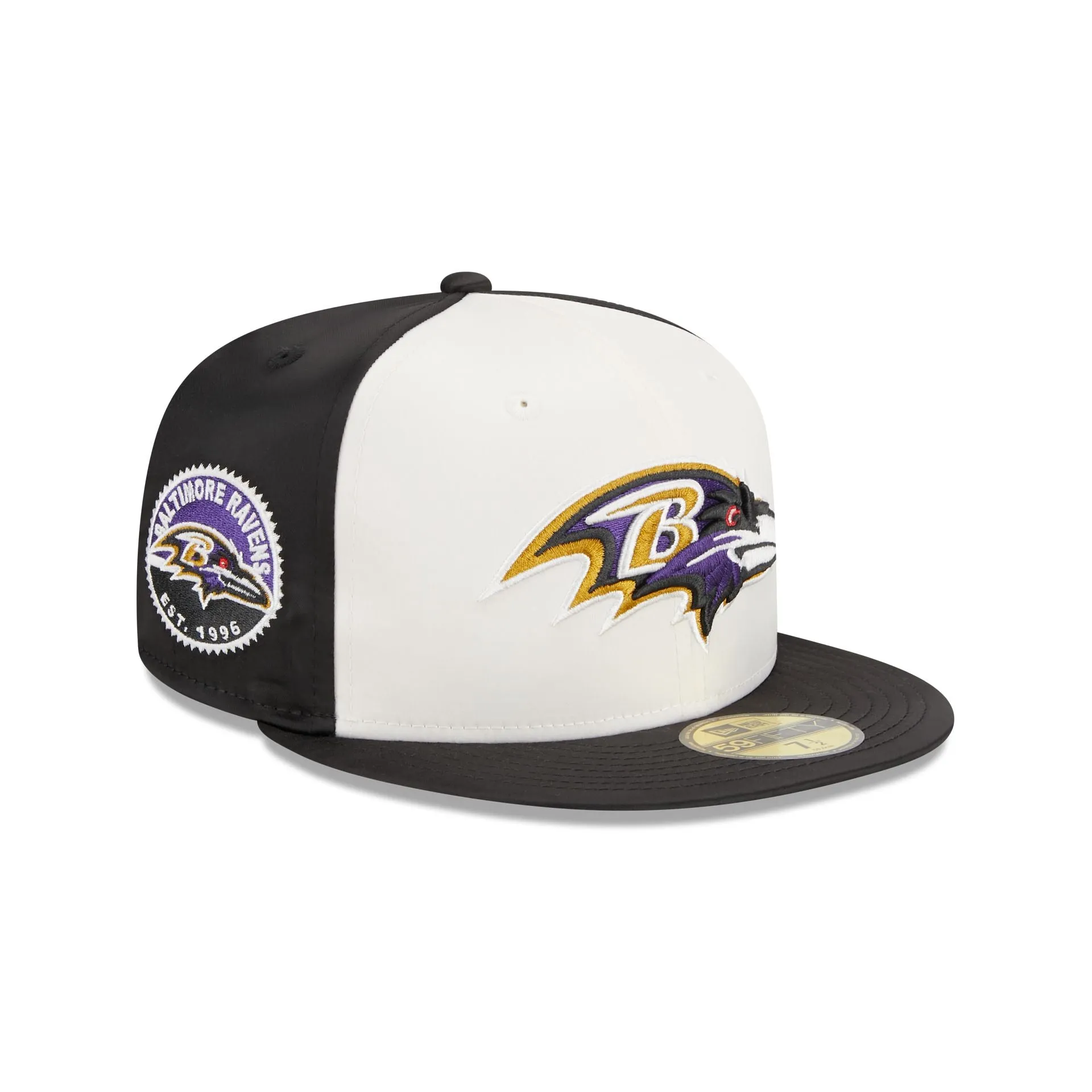 Baltimore Ravens Throwback Satin 59FIFTY Fitted Hat sold by New Era