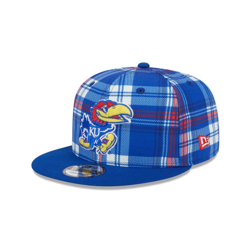 Kansas Jayhawks Plaid 9FIFTY Snapback Hat sold by New Era