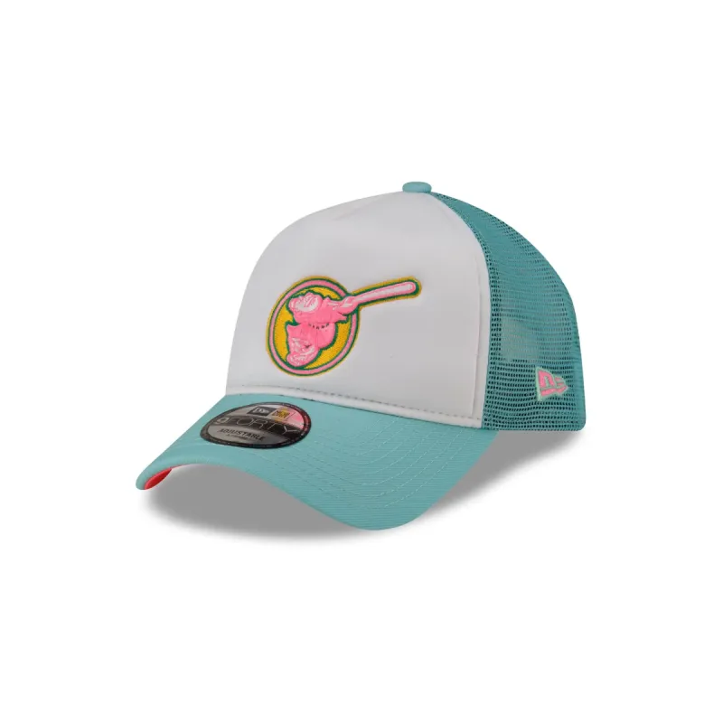 San Diego Padres White Crown 9FORTY A-Frame Trucker Hat sold by New Era