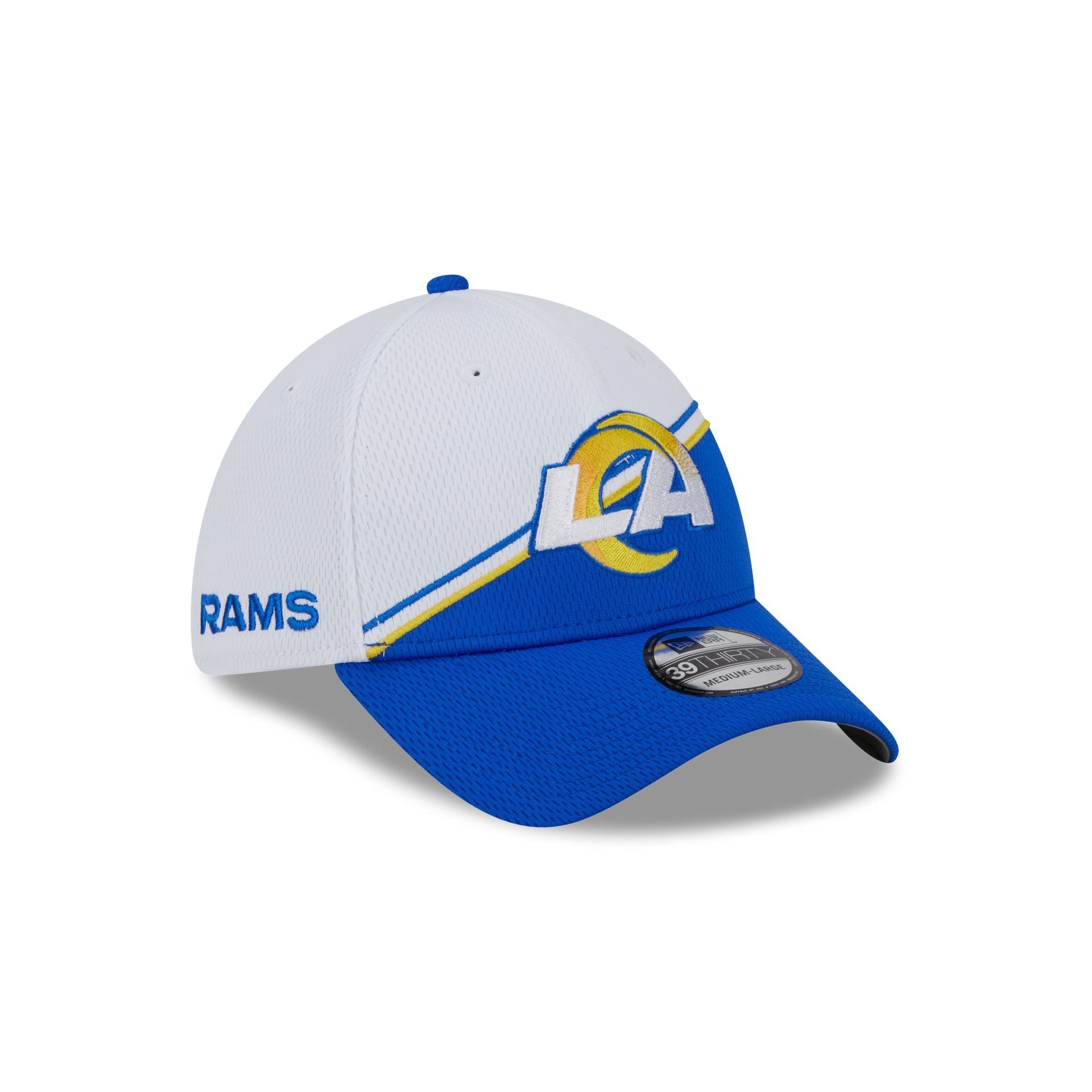 Los Angeles Rams 2023 Sideline White 39THIRTY Stretch Fit Hat sold by New Era