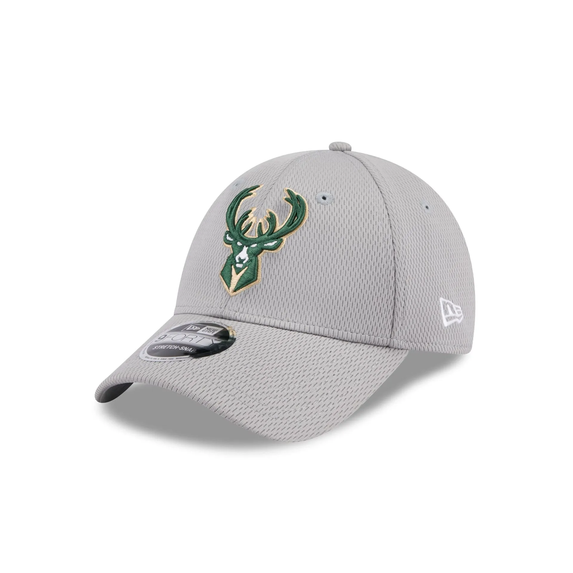 Milwaukee Bucks Gray 9FORTY Stretch-Snap Hat sold by New Era