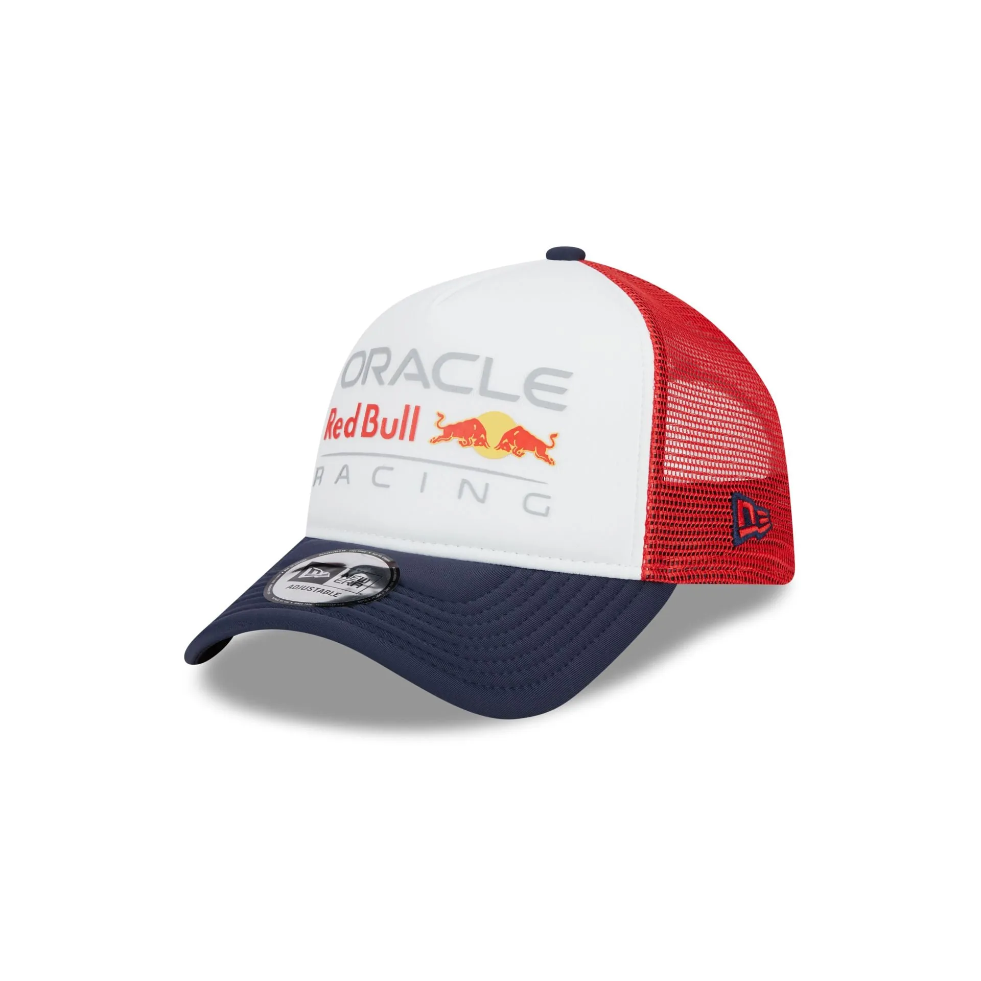 Oracle Red Bull Racing Color Block 9FORTY A-Frame Trucker Hat sold by New Era