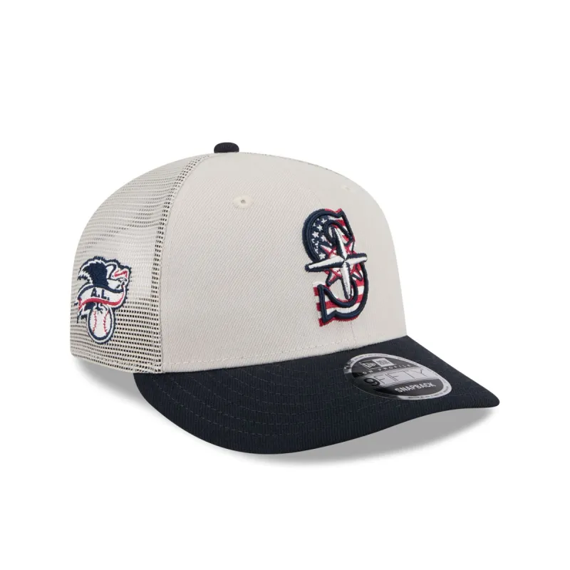 Seattle Mariners Independence Day 2024 Low Profile 9FIFTY Trucker Hat sold by New Era