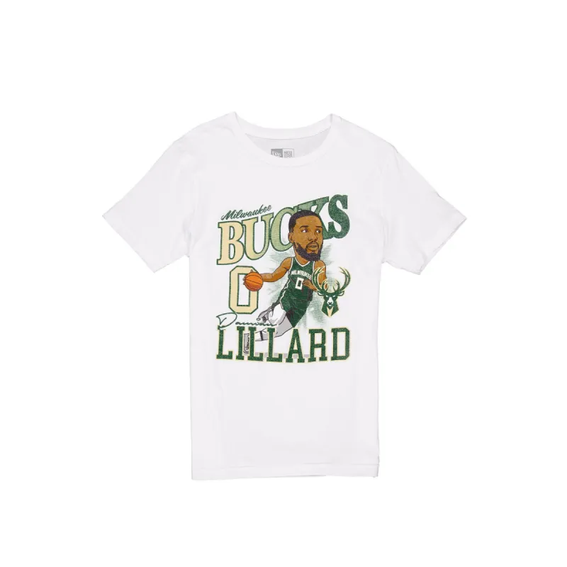 Milwaukee Bucks Damian Lillard Caricature T-Shirt sold by New Era