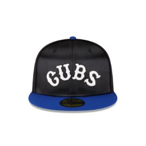 Just Caps Black Satin Chicago Cubs 59FIFTY Fitted Hat sold by New Era