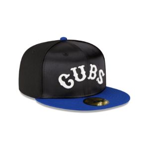 Just Caps Black Satin Chicago Cubs 59FIFTY Fitted Hat sold by New Era