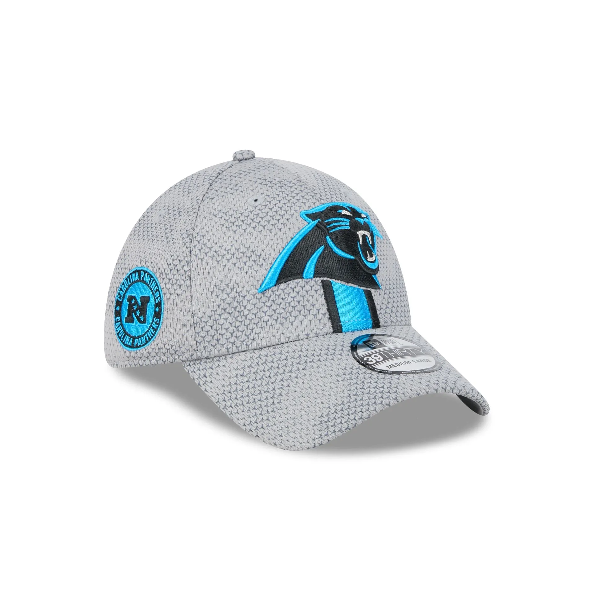 Carolina Panthers 2024 Sideline Gray 39THIRTY Stretch Fit Hat sold by New Era