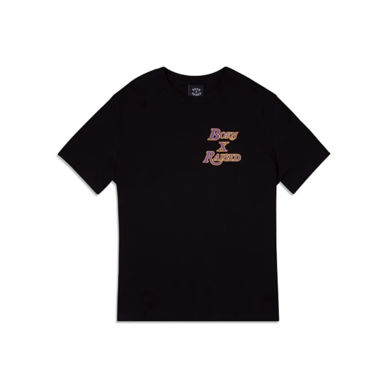 Born x Raised Los Angeles Lakers Logo Black T-Shirt sold by New Era