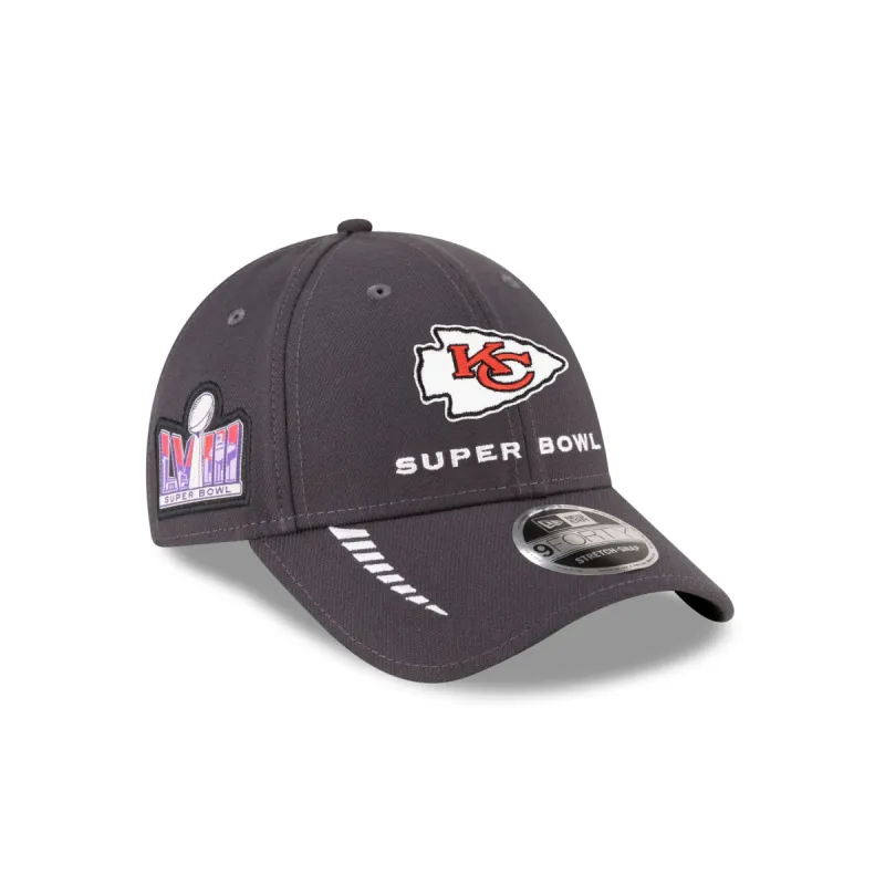 Kansas City Chiefs Super Bowl LVIII Sideline 9FORTY Stretch Snap Hat sold by New Era
