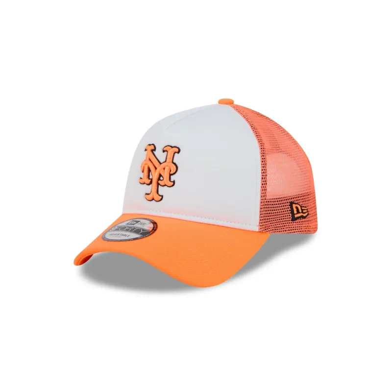 New York Mets Hi Vis Doodle 9FORTY A-Frame Trucker Hat sold by New Era