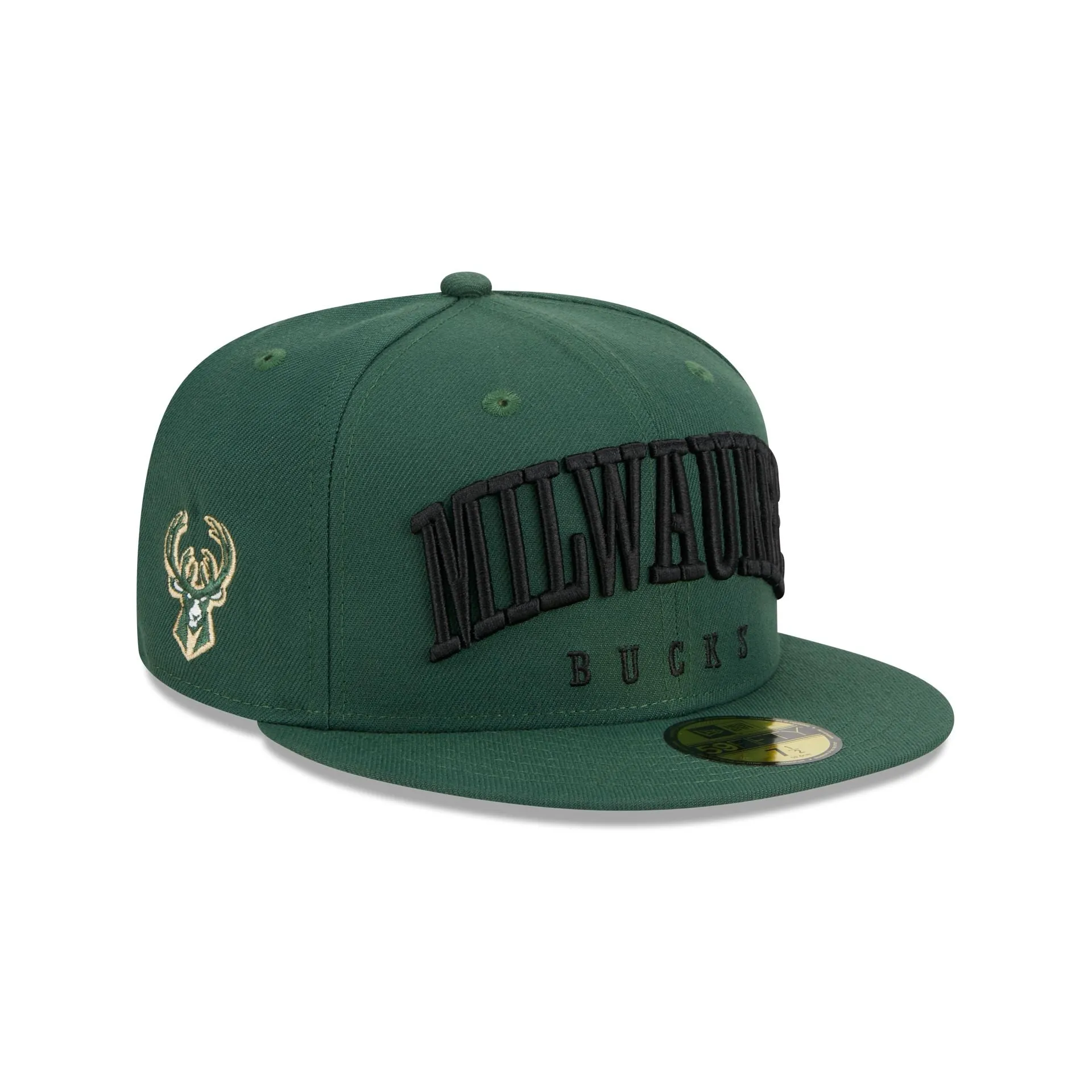Milwaukee Bucks Sport Night Wordmark 59FIFTY Fitted Hat sold by New Era