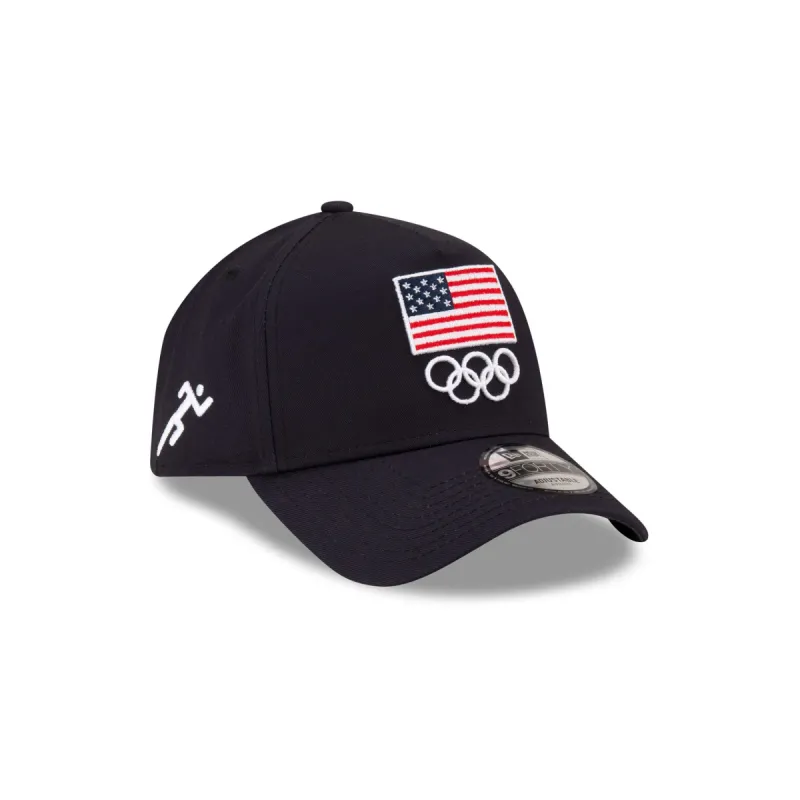 Team USA Track & Field Navy 9FORTY A-Frame Snapback Hat sold by New Era