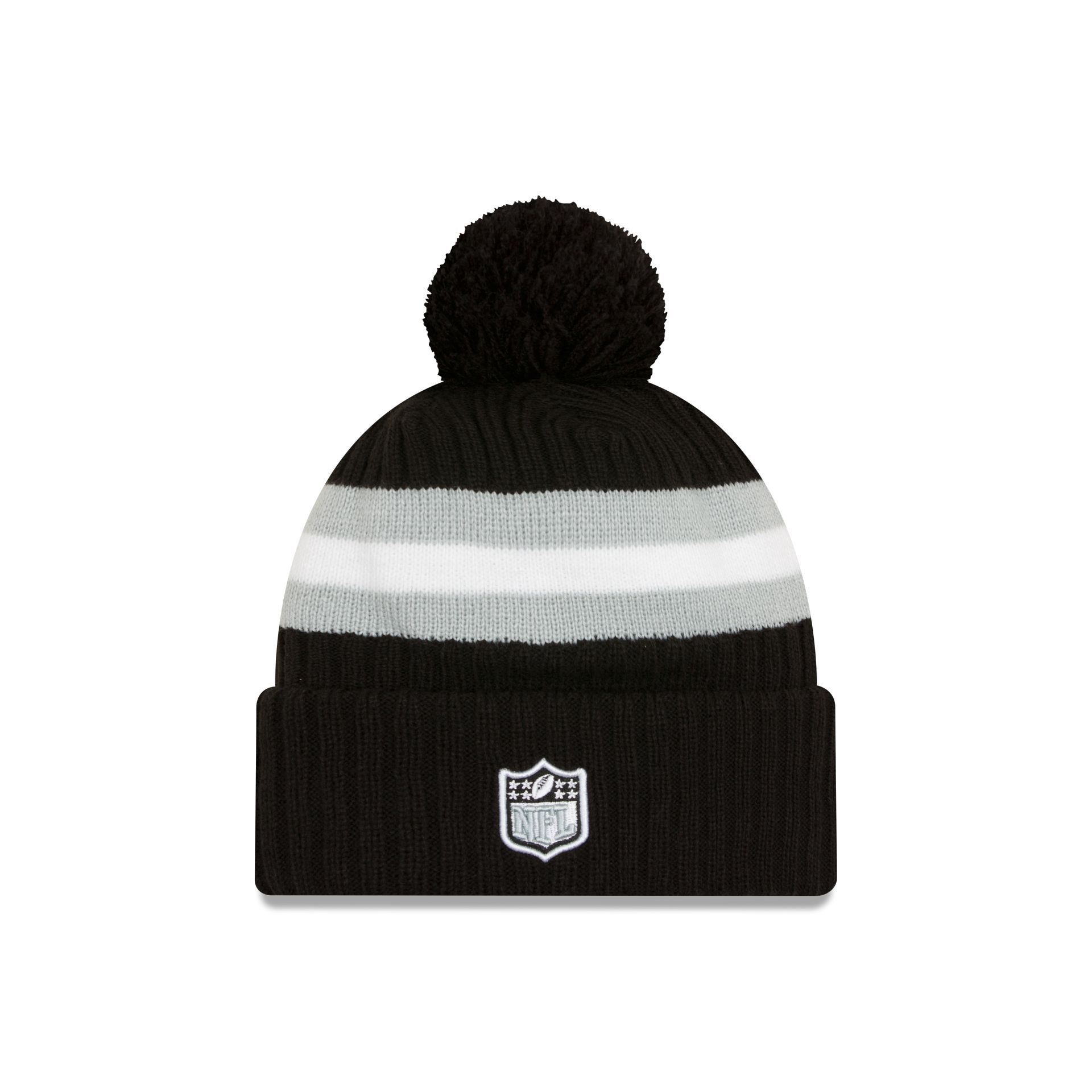 Las Vegas Raiders 2023 Cold Weather Black Pom Knit Hat sold by New Era product image thumbnail 2