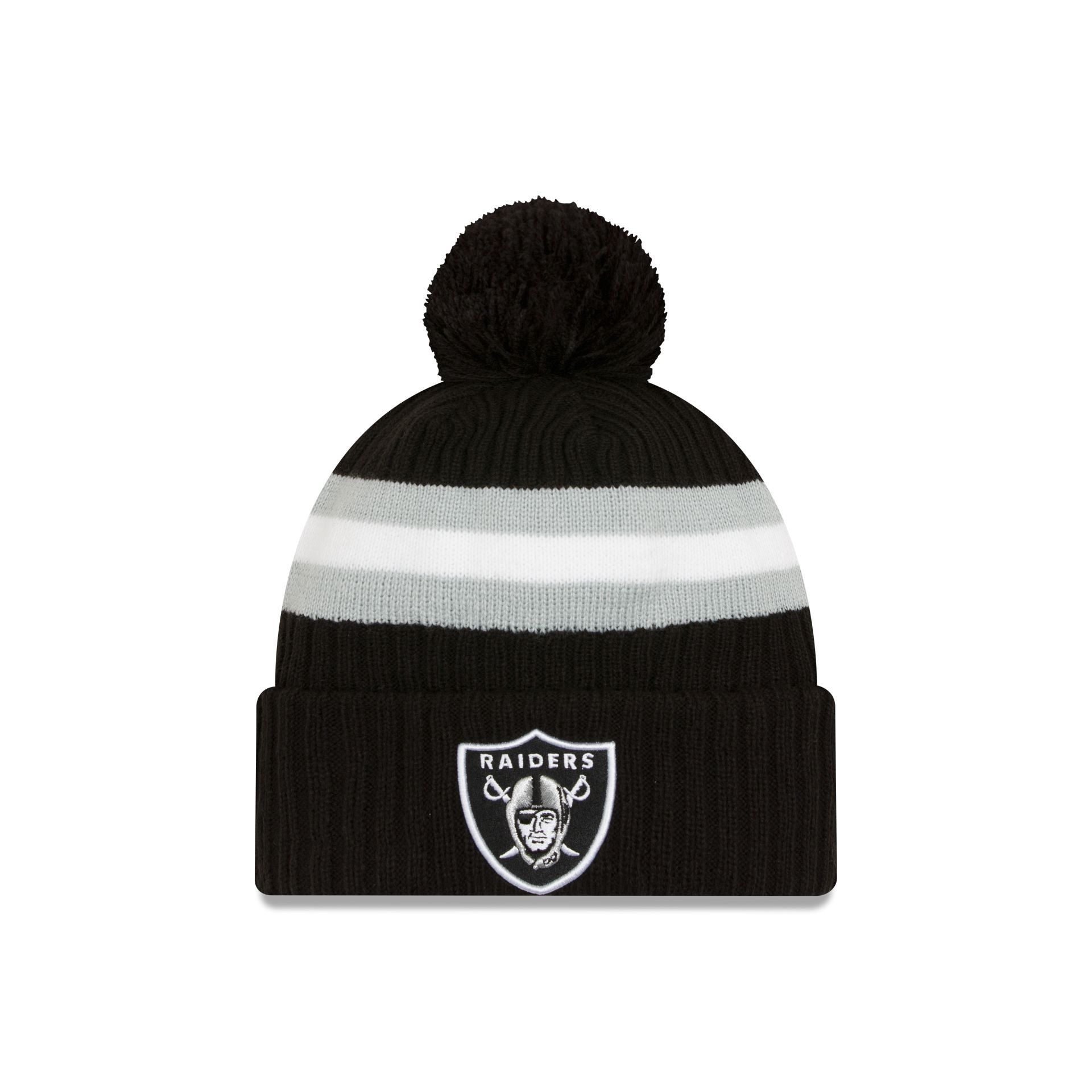 Las Vegas Raiders 2023 Cold Weather Black Pom Knit Hat sold by New Era