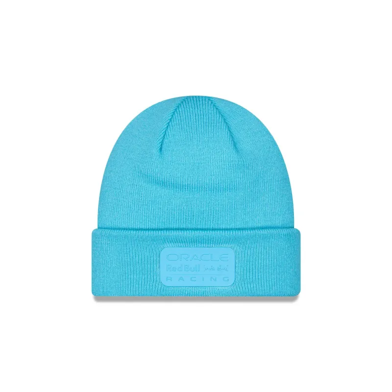 Oracle Red Bull Racing Neon Blue Cuff Knit Hat made by New Era