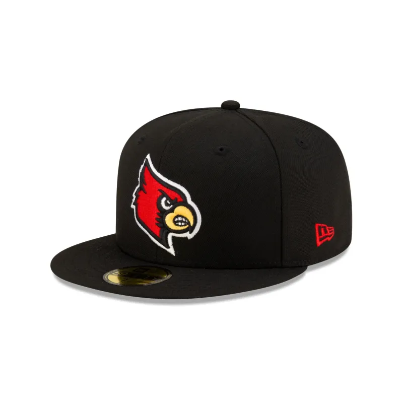 Louisville Cardinals Black 59FIFTY Fitted Hat sold by New Era