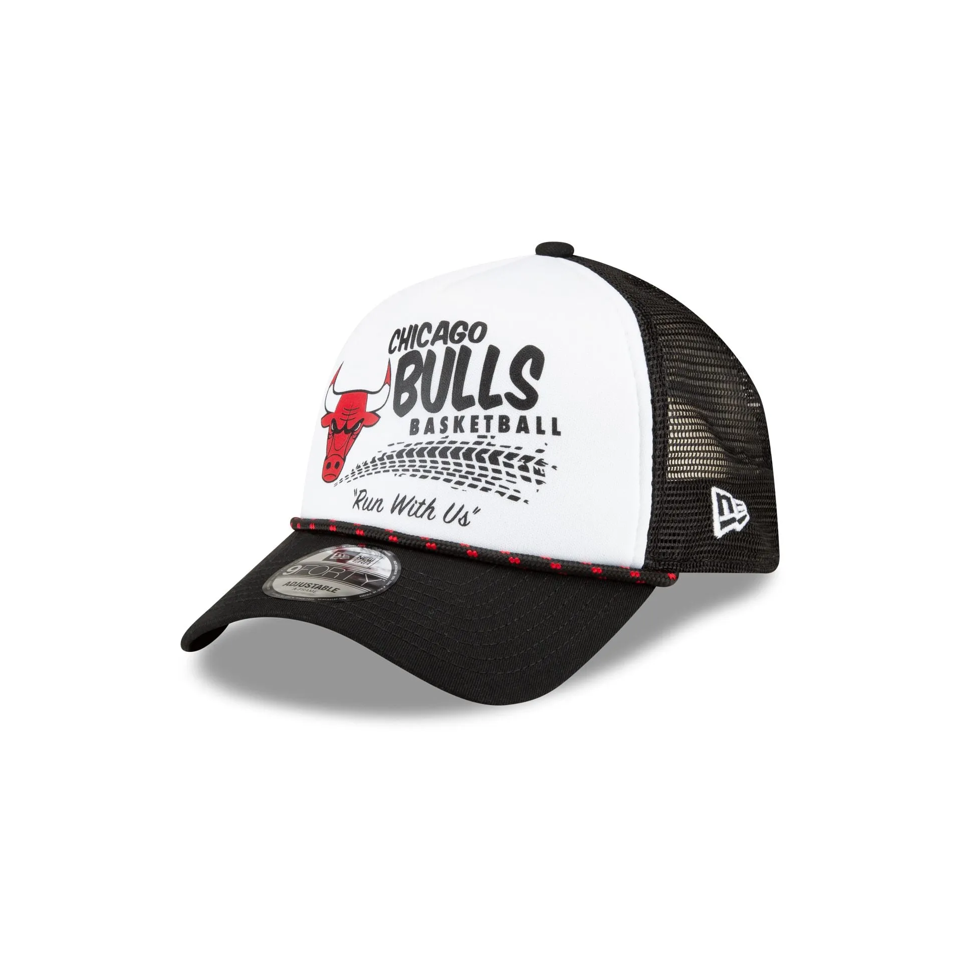 Chicago Bulls 2024 Rally Drive White 9FORTY A-Frame Trucker Hat sold by New Era
