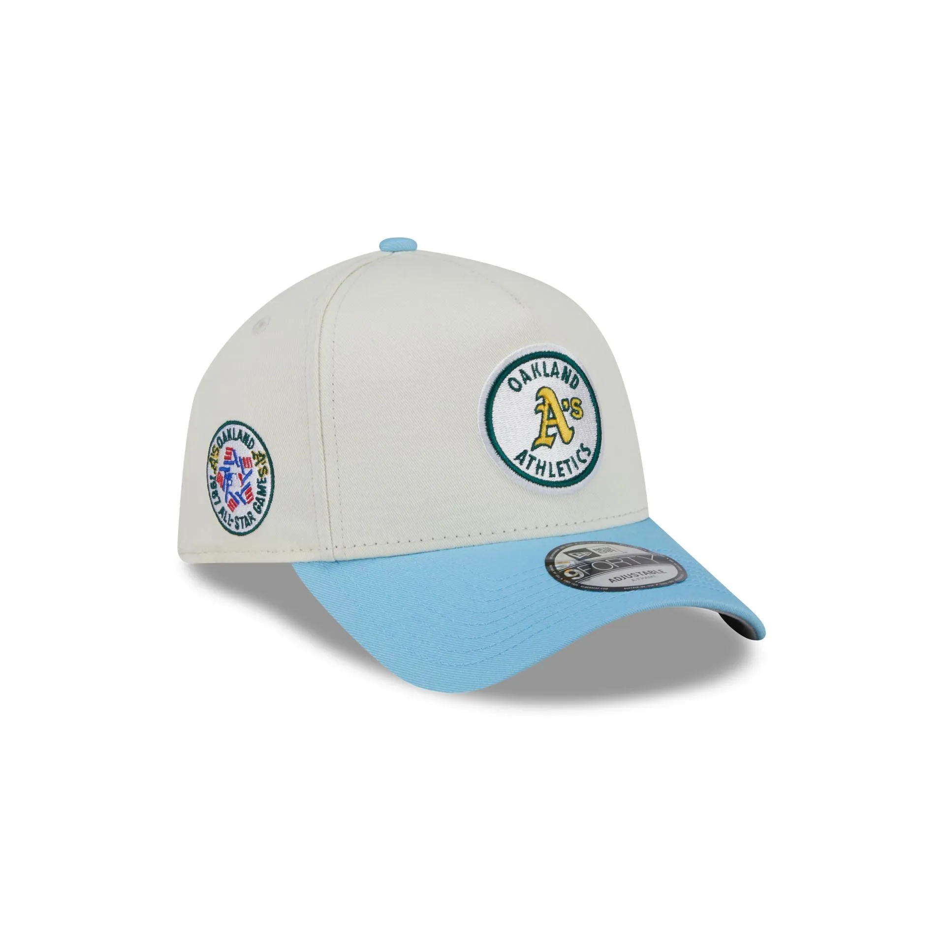 Oakland Athletics Chrome White 9FORTY A-Frame Snapback Hat sold by New Era