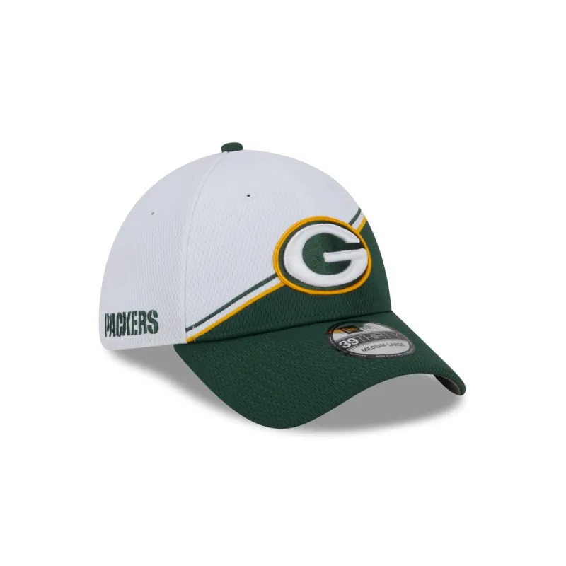 Green Bay Packers 2023 Sideline White 39THIRTY Stretch Fit Hat sold by New Era