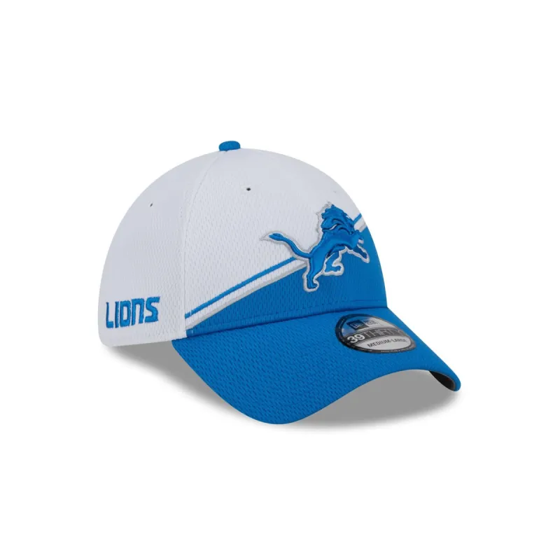 Detroit Lions 2023 Sideline White 39THIRTY Stretch Fit Hat sold by New Era