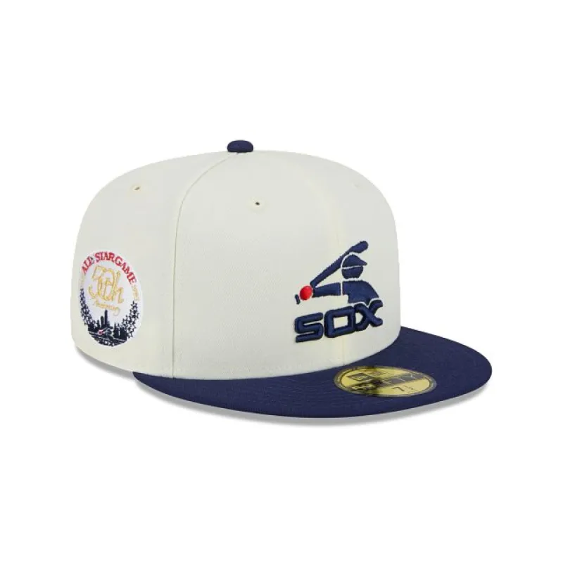 Chicago White Sox Throwback White 59FIFTY Fitted Hat sold by New Era