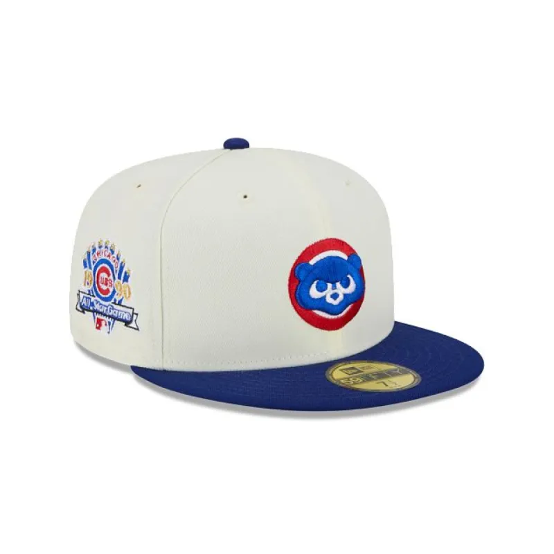 Chicago Cubs Throwback White 59FIFTY Fitted Hat sold by New Era