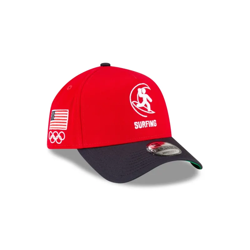 Team USA Surfing Red 9FORTY A-Frame Snapback Hat sold by New Era