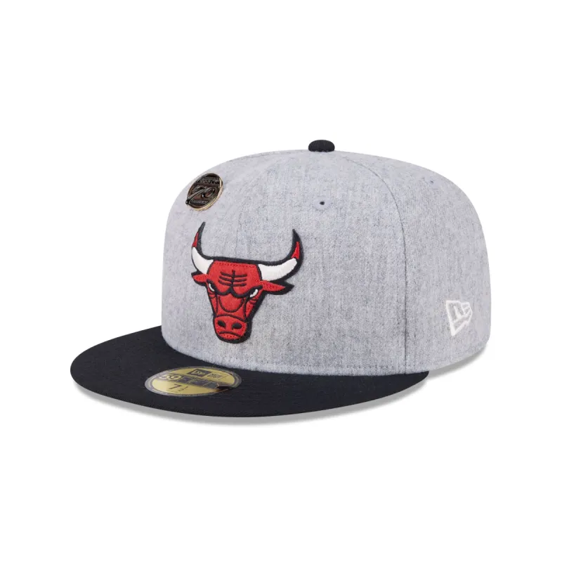 Chicago Bulls 70th Anniversary Gray 59FIFTY Fitted Hat sold by New Era