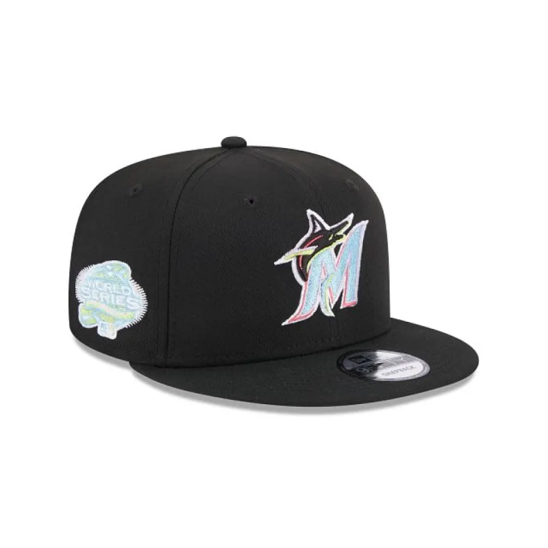 Miami Marlins Color Pack Black 9FIFTY Snapback Hat sold by New Era