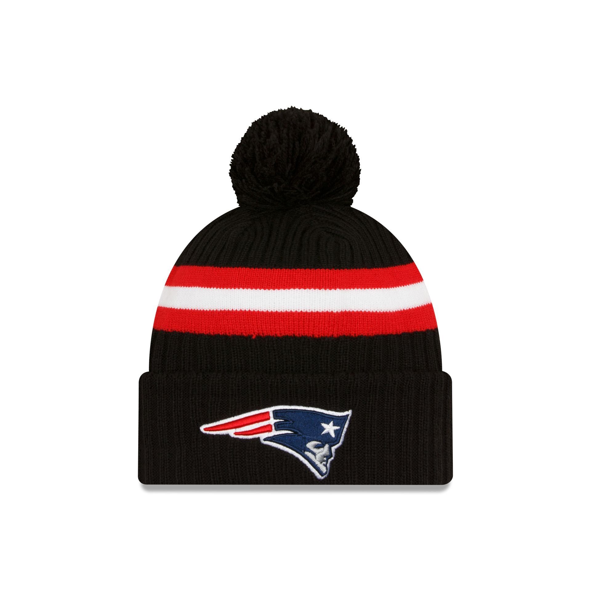 New England Patriots 2023 Cold Weather Black Pom Knit Hat sold by New Era