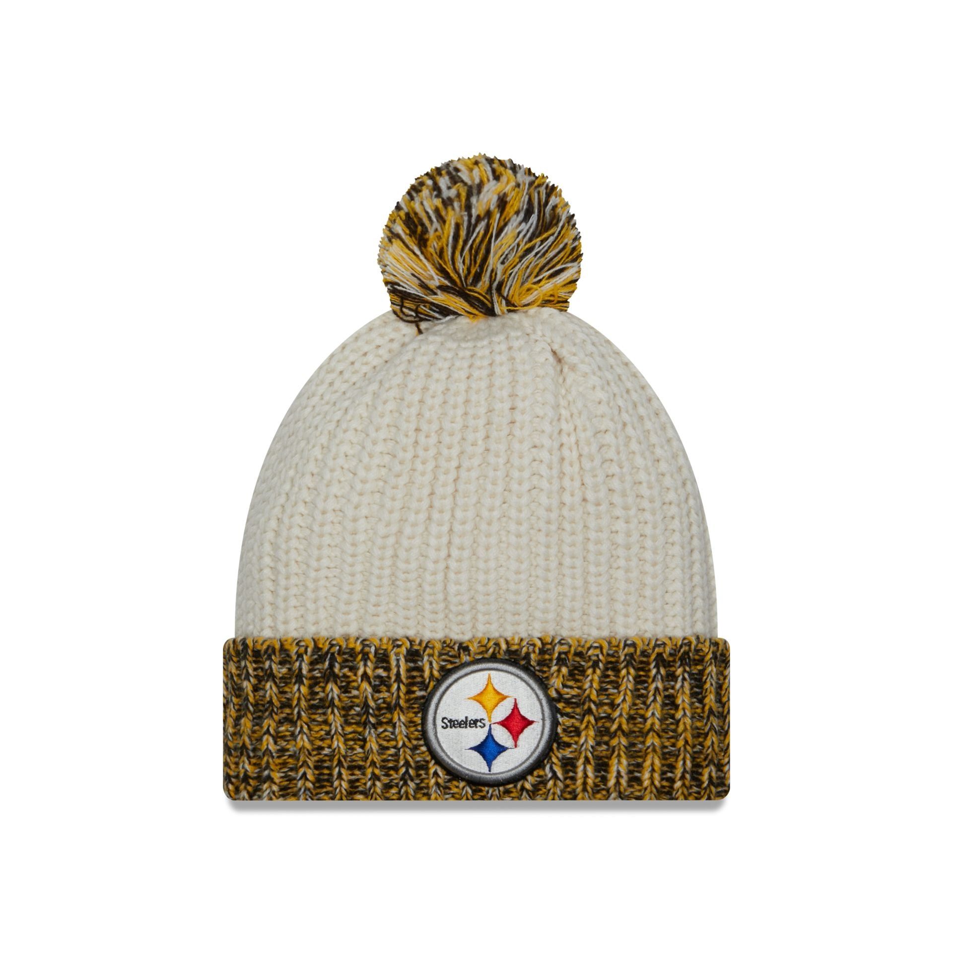 Pittsburgh Steelers Throwback Women's Pom Knit Hat sold by New Era