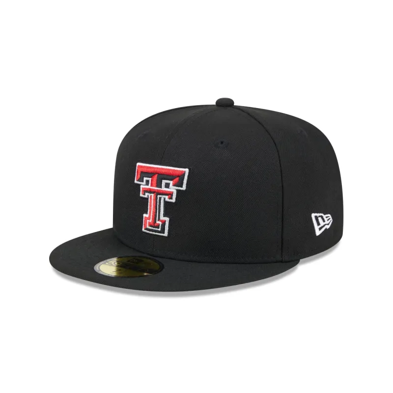 Texas Tech Red Raiders Black 59FIFTY Fitted Hat made by New Era