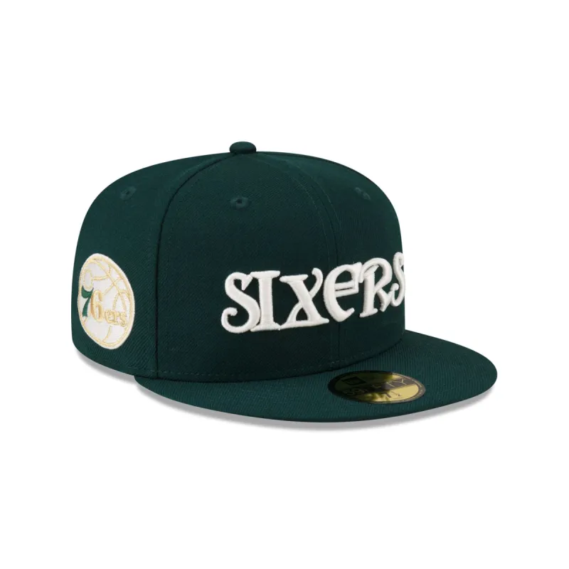 Just Caps Dark Green Wool Philadelphia 76ers 59FIFTY Fitted Hat sold by New Era