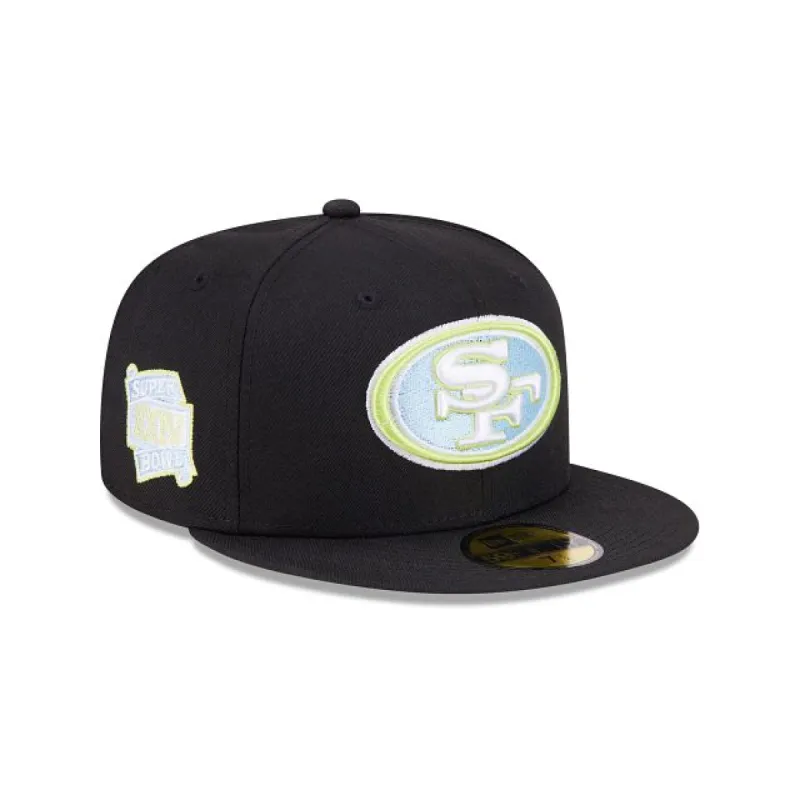 San Francisco 49ers Color Pack Black 59FIFTY Fitted Hat sold by New Era