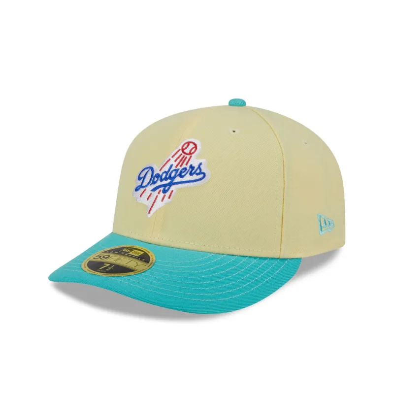 Los Angeles Dodgers Soft Yellow Low Profile 59FIFTY Fitted Hat made by New Era