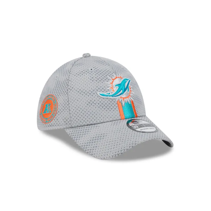 Miami Dolphins 2024 Sideline Gray 39THIRTY Stretch Fit Hat sold by New Era