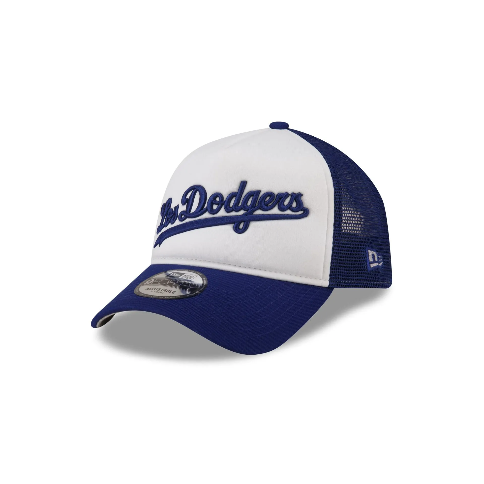 Los Angeles Dodgers White Crown 9FORTY A-Frame Trucker Hat sold by New Era