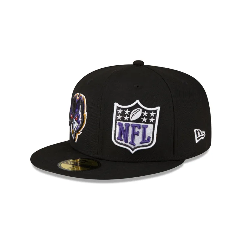 Baltimore Ravens 2023 Sideline Black 59FIFTY Fitted Hat sold by New Era