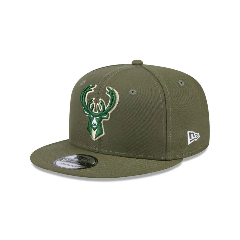 Milwaukee Bucks Olive 9FIFTY Snapback Hat sold by New Era
