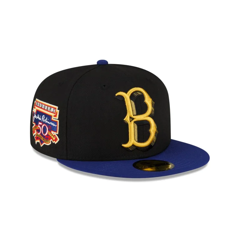 Just Caps Black Crown Brooklyn Dodgers 59FIFTY Fitted Hat sold by New Era