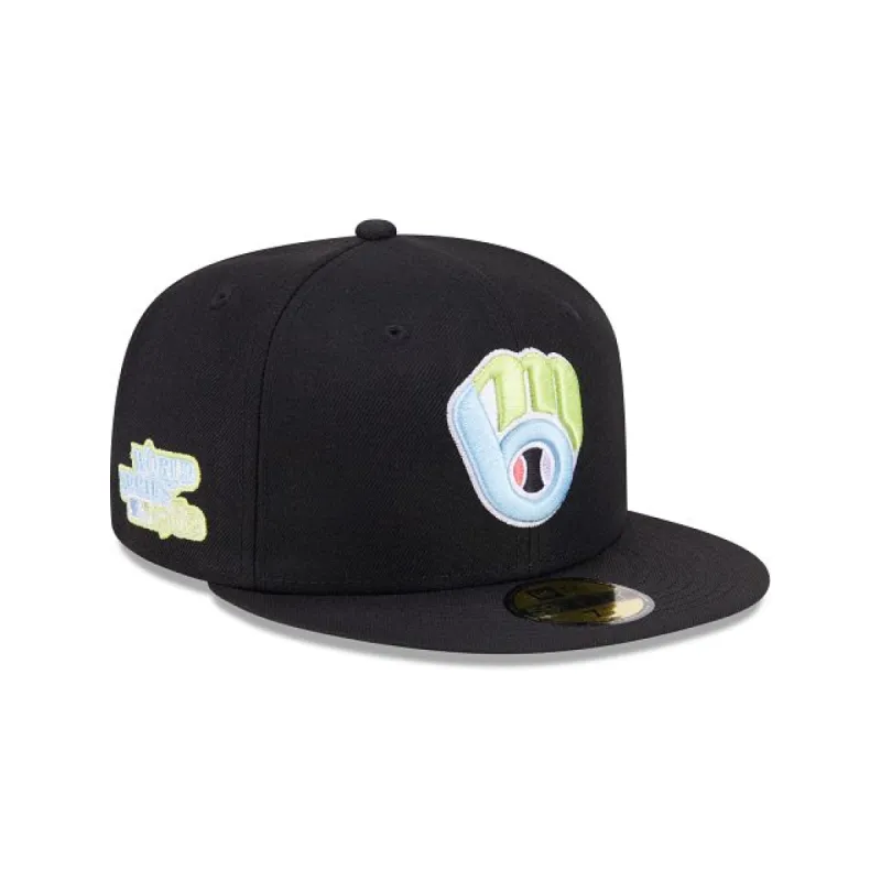 Milwaukee Brewers Color Pack Black 59FIFTY Fitted Hat sold by New Era