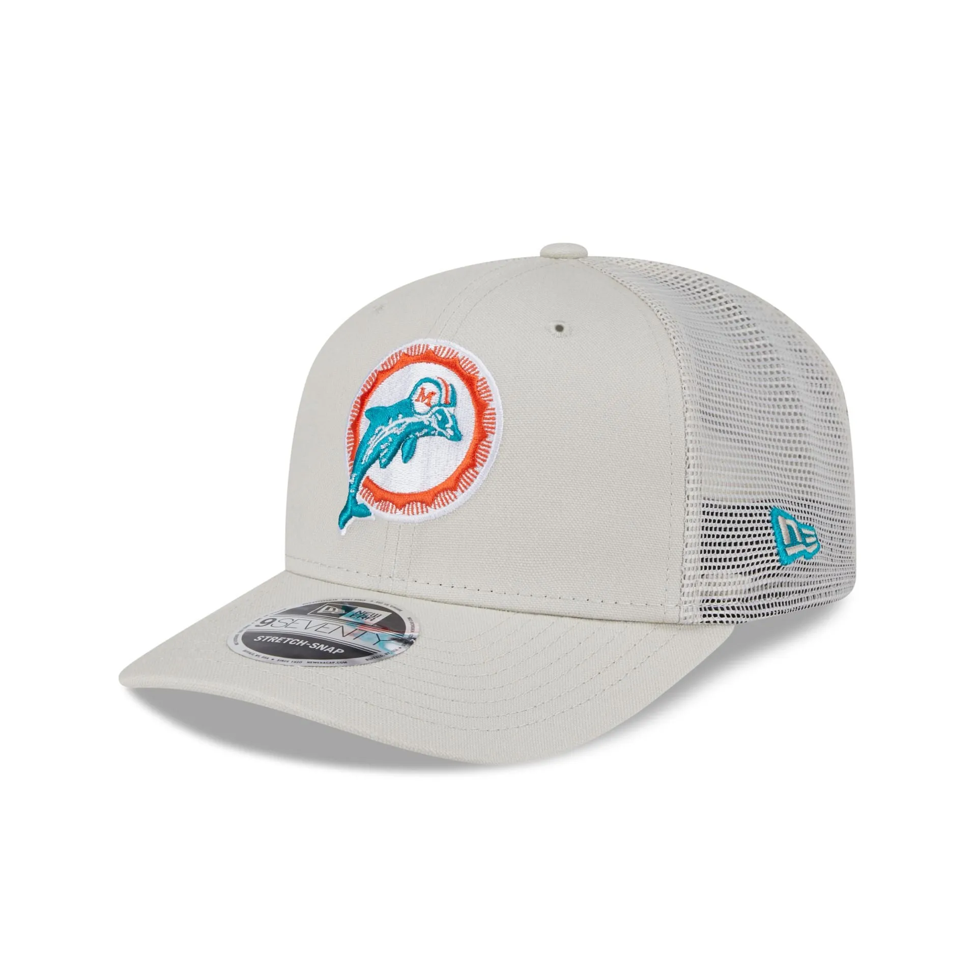 Miami Dolphins Canvas 9SEVENTY Trucker Hat sold by New Era