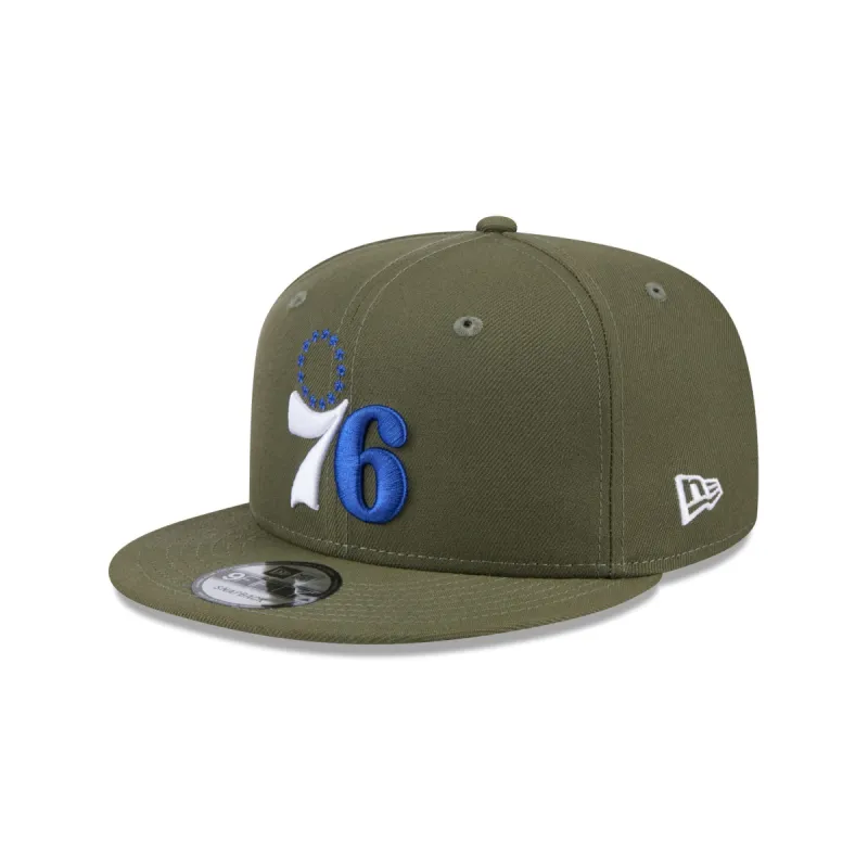 Philadelphia 76ers Olive 9FIFTY Snapback Hat sold by New Era