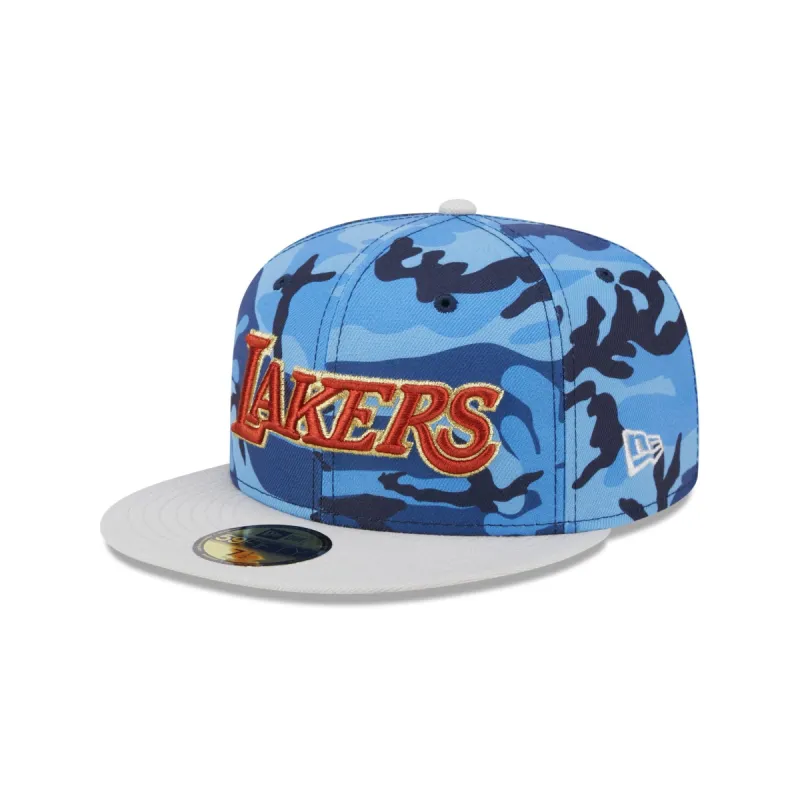 Los Angeles Lakers Blue Camo 59FIFTY Fitted Hat sold by New Era